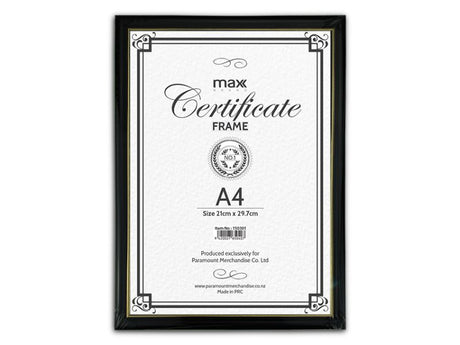 A pack of 24 MAX Brand A4 certificate frames, perfect for showcasing diplomas and awards with a sleek, professional design.