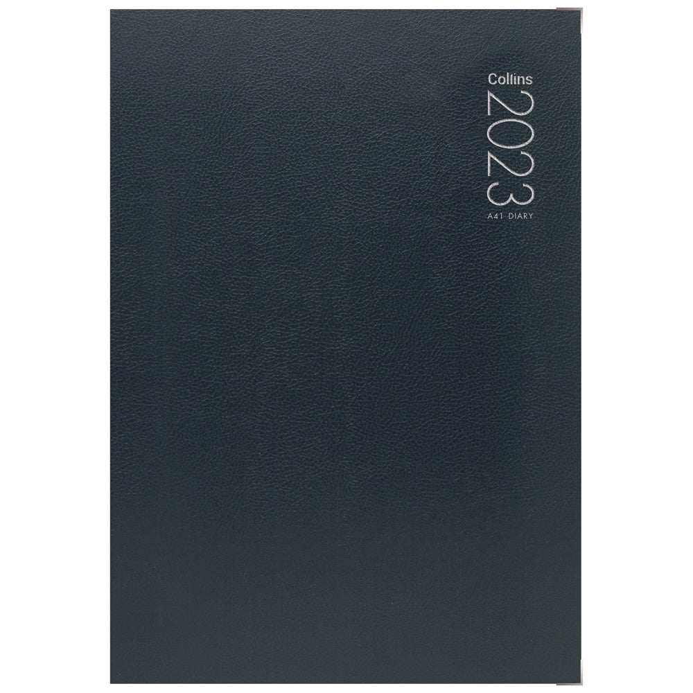 A4 black executive diary with premium PU cover, daily layout, ribbon marker, and printed tabs for easy navigation.