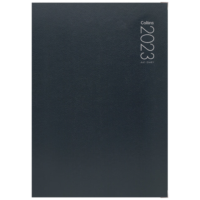 A4 black executive diary with premium PU cover, daily layout, ribbon marker, and printed tabs for easy navigation.