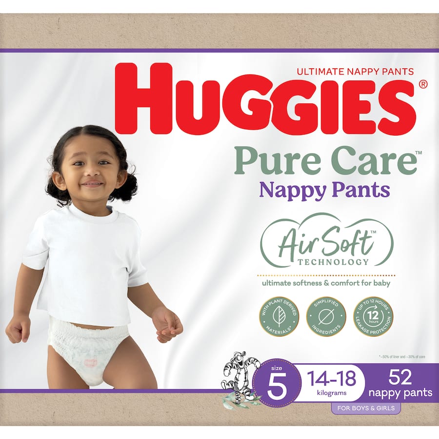 Huggies Ultimate Pure Care Nappy Pants Boys & Girls Size 5 (14-18kg)