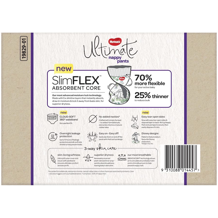 Huggies Ultimate Pure Care Nappy Pants Boys & Girls Size 5 (14-18kg)