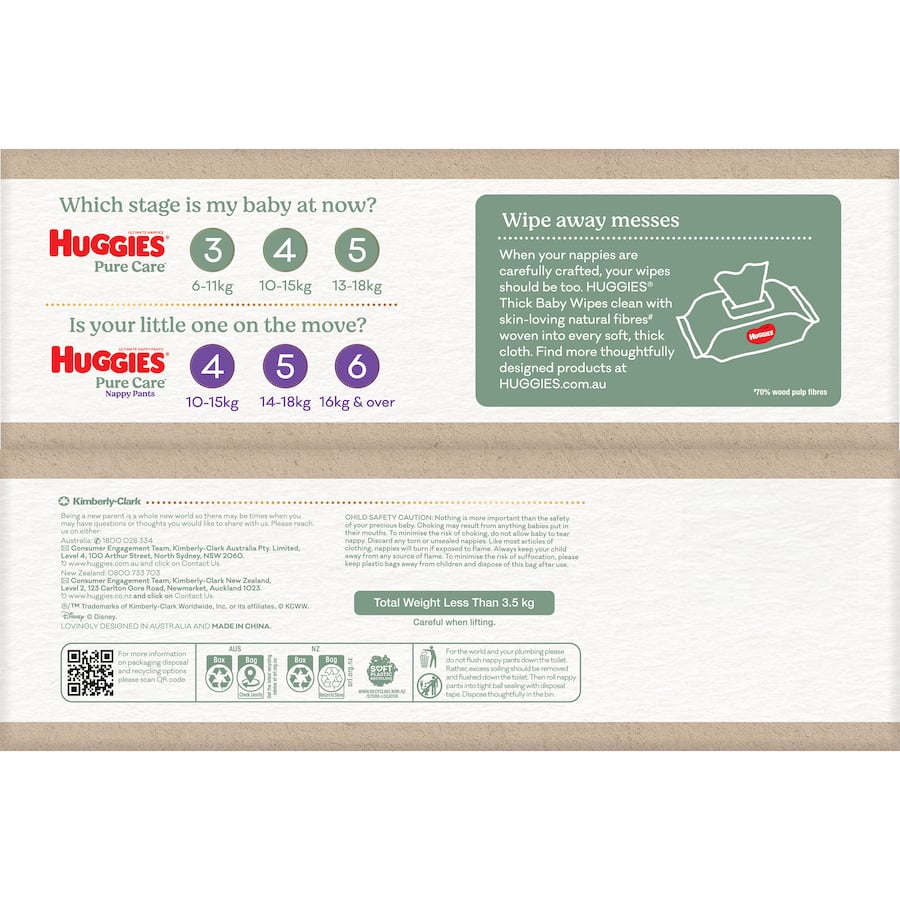 Huggies Ultimate Pure Care Nappy Pants Boys & Girls Size 5 (14-18kg)