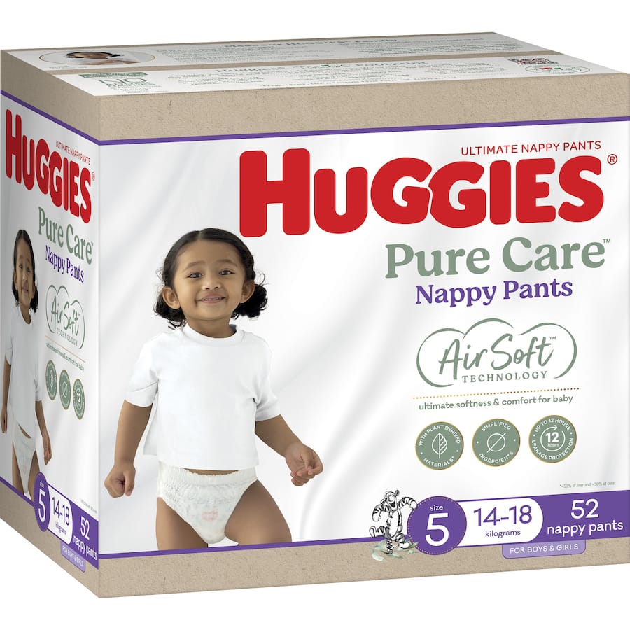 Huggies Ultimate Pure Care Nappy Pants Boys & Girls Size 5 (14-18kg)