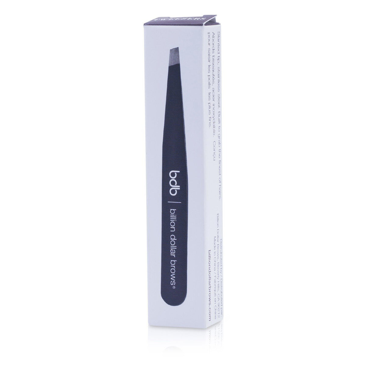 Professional stainless steel eyebrow tweezers designed for precision and easy grooming of brows.