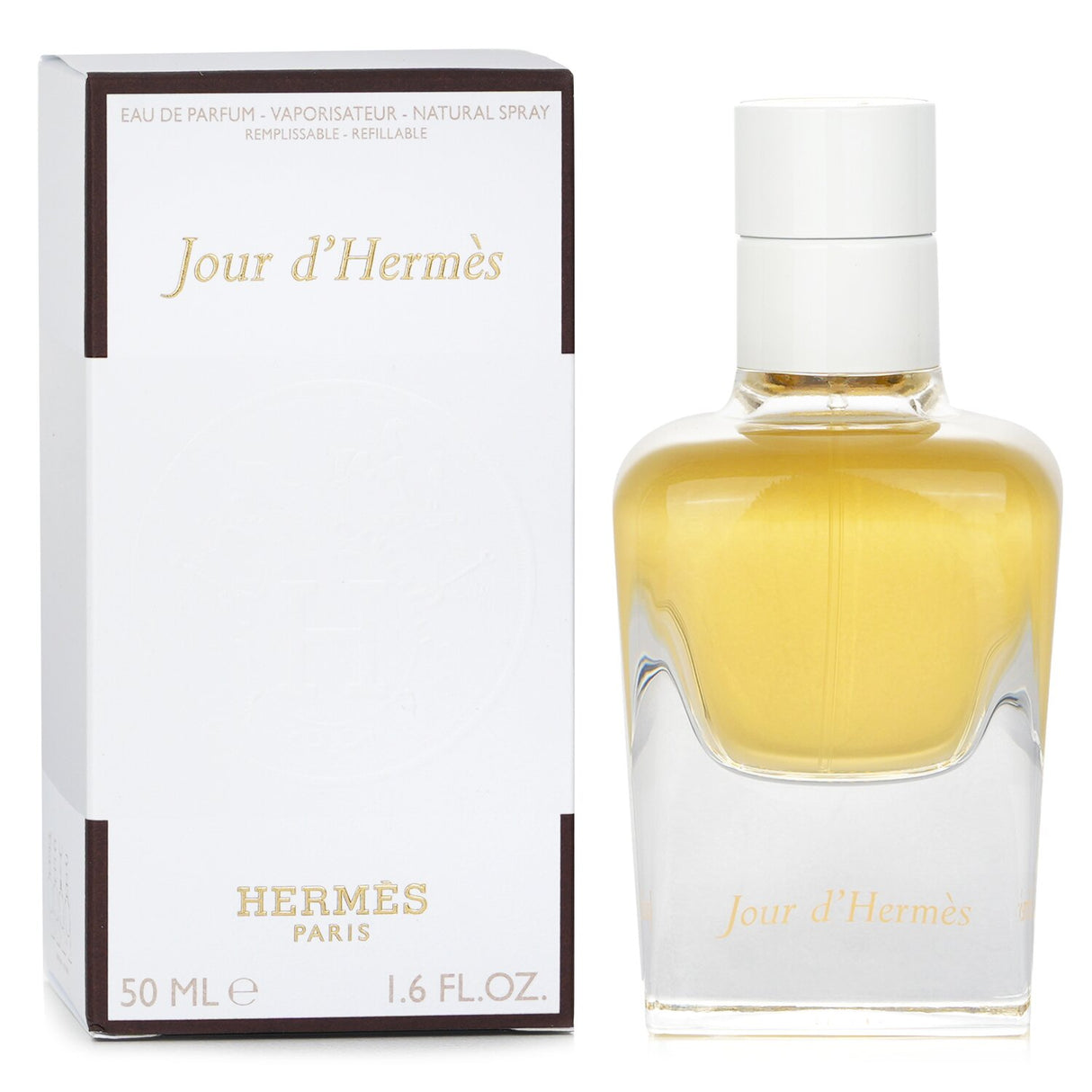 Hermes Jour D'Hermes Eau De Parfum 50ml spray featuring citrus floral notes, ideal for modern women, perfect for spring summer.