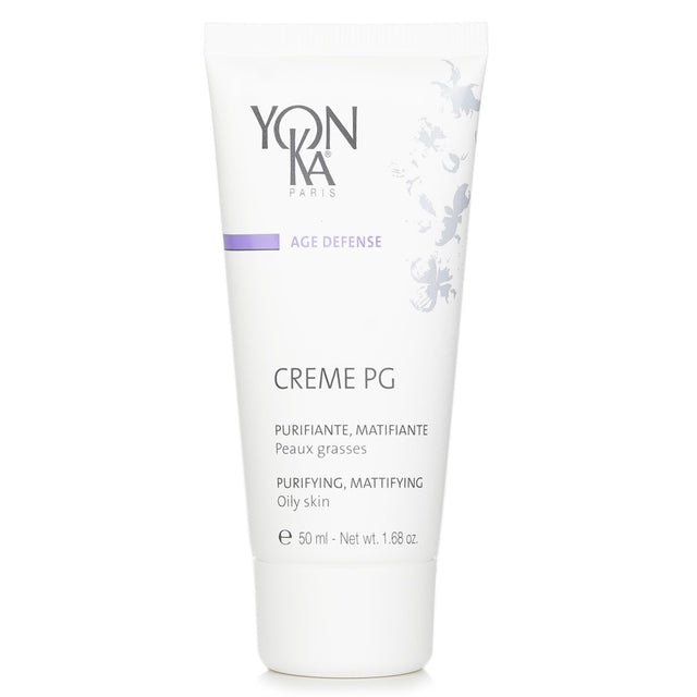 Yonka Age Defense Creme PG for oily skin, purifying and mattifying with essential oils, olive oil, and vitamins A & E.