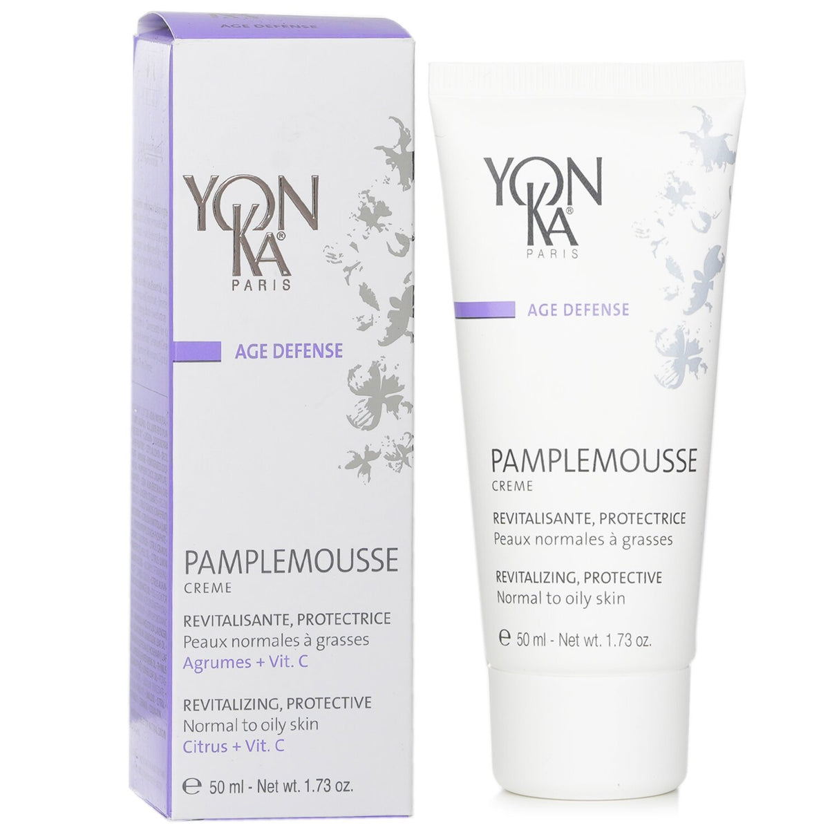 Yonka Age Defense Pamplemousse Creme, a revitalizing cream for normal to oily skin with grapefruit, vitamin C, and nourishing oils.