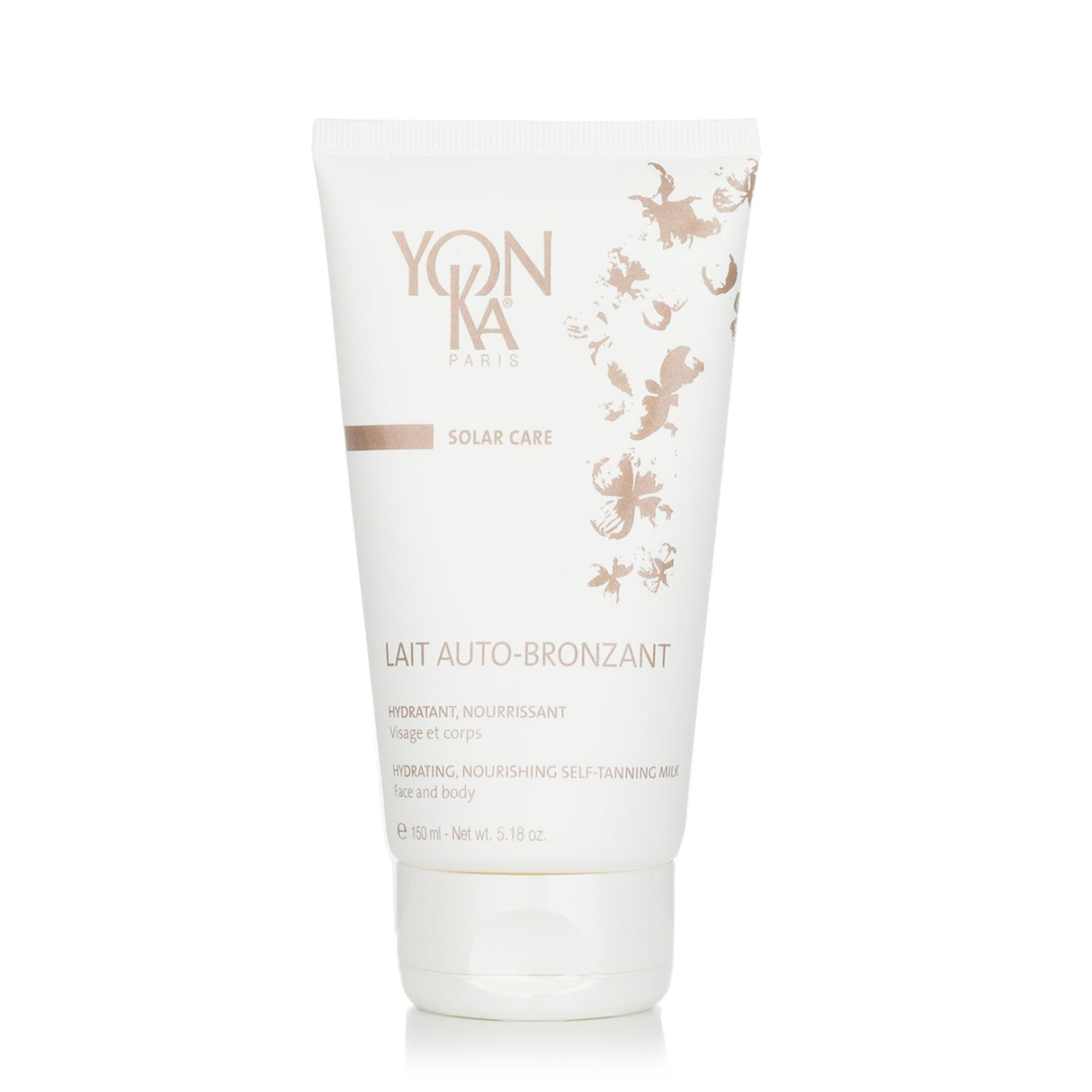 Yonka self-tanning milk for face and body, enriched with nourishing ingredients for a natural, sun-kissed glow.