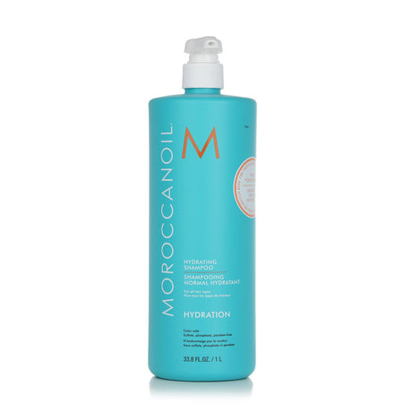 Moroccanoil Hydrating Shampoo 1000ml: ultra-hydrating formula with argan oil for all hair types, color-safe and sulfate-free.