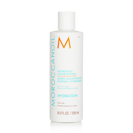 Moisturizing Moroccanoil Hydrating Conditioner for all hair types with argan oil, red algae, and vitamin A for healthier, vibrant hair.