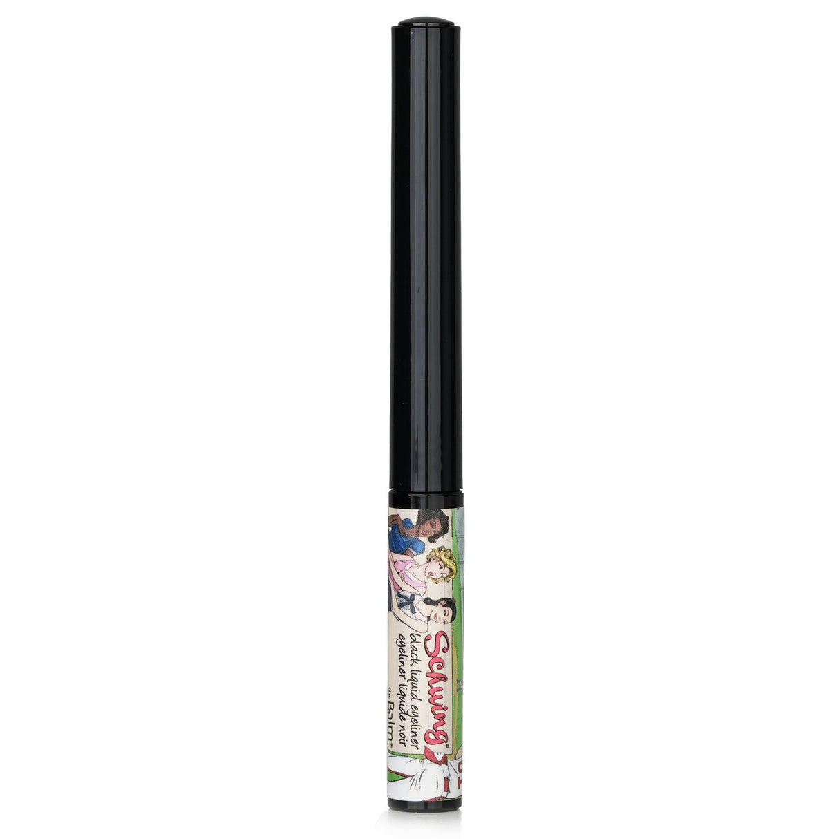 A sleek black liquid eyeliner with a precise felt-tip applicator for bold or subtle eye looks, featuring a quick-drying formula.