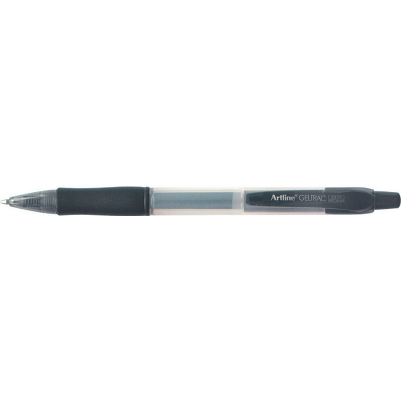 Artline 5570 Geltrac Gel Pen Retractable Medium Black -12 units