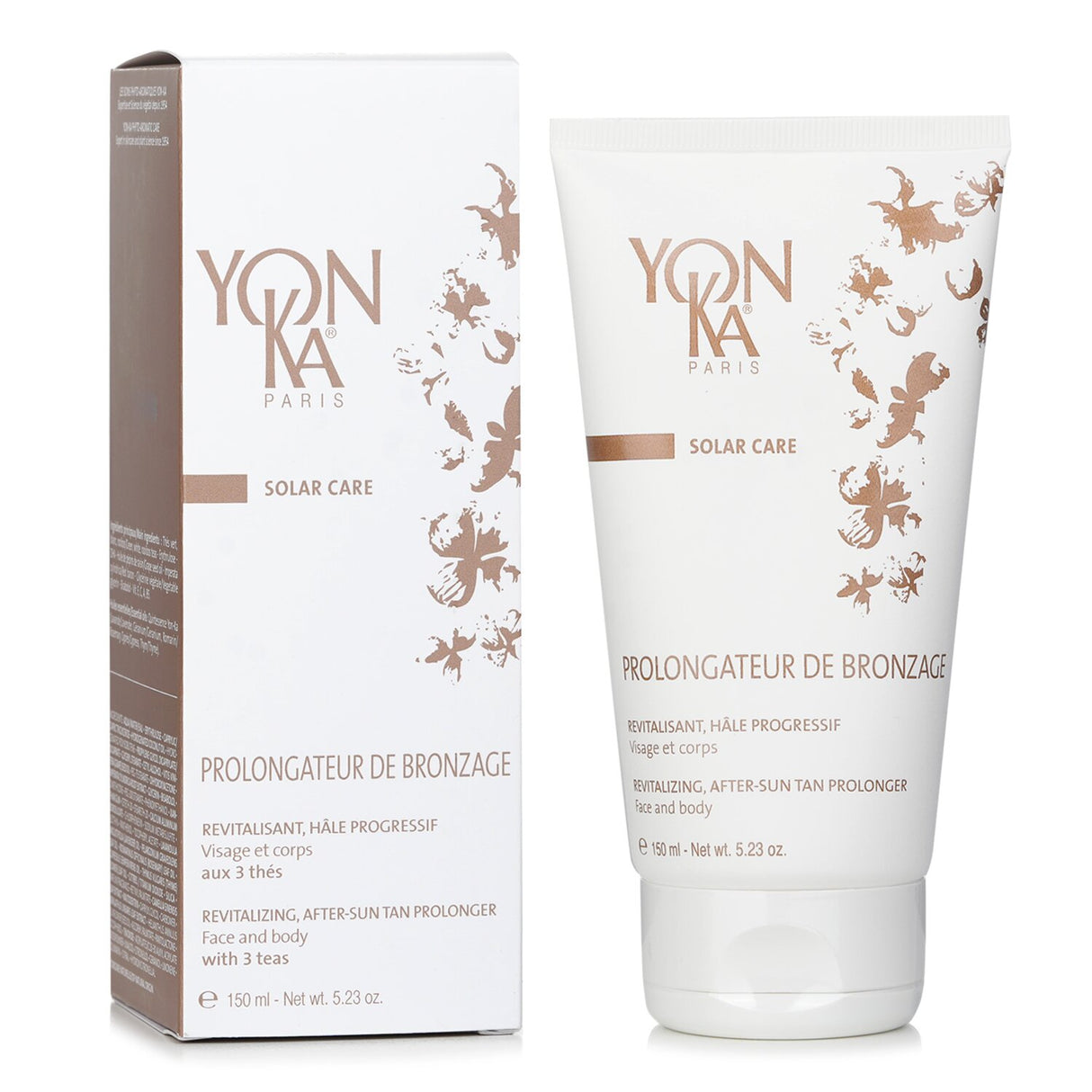 Yonka Solar Care After-Sun Tan Prolonger, 150ml, nourishes and extends tan with soothing 3-tea blend for face and body.