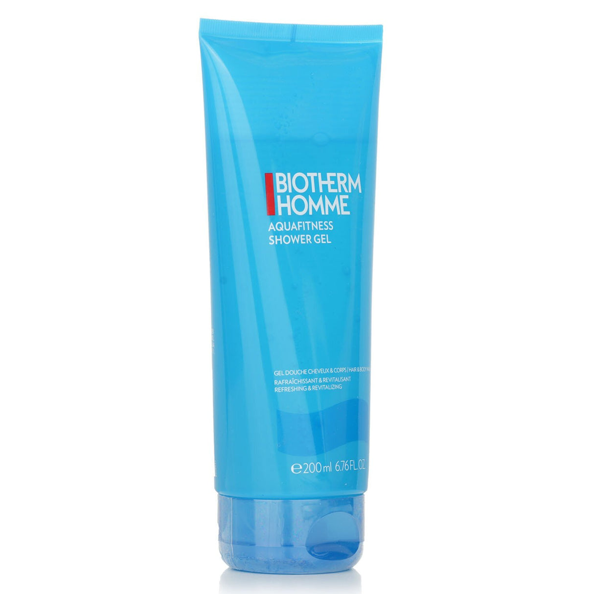 Refreshing Biotherm Homme Aquafitness shower gel, enriched with ocean water for invigorated and nourished skin.