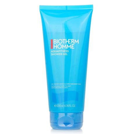 Refreshing Biotherm Homme Aquafitness shower gel for men, enriched with ocean water to invigorate and nourish the skin.