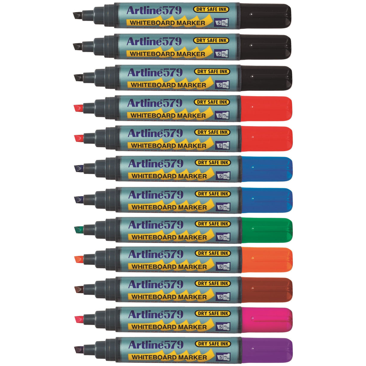 Artline 579 Whiteboard Marker 5mm Chisel Nib Assorted -12 units