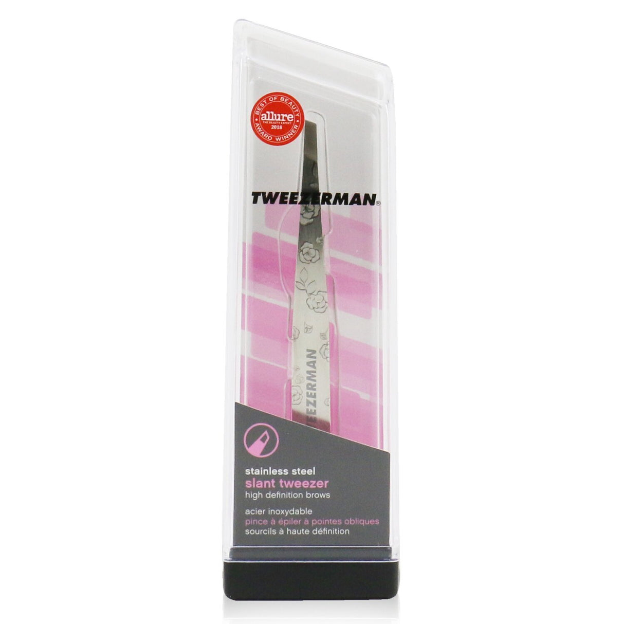 Tweezerman Slant Tweezer in Regency Finish, featuring precise stainless steel tips for flawless grooming and elegant design.