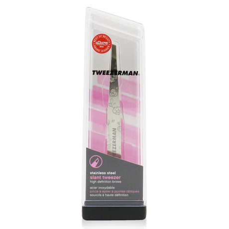 Tweezerman Slant Tweezer in Regency Finish, featuring precise stainless steel tips for flawless grooming and elegant design.