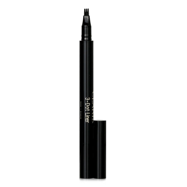 Black eyeliner with a unique three-prong applicator for precise dot-by-dot application, enhancing lash volume and color.