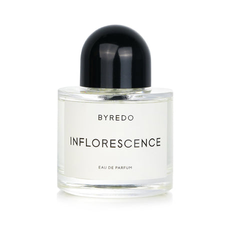 Byredo Inflorescence Eau De Parfum Spray showcasing floral notes of rose, freesia, lily, and jasmine in elegant 100ml packaging.