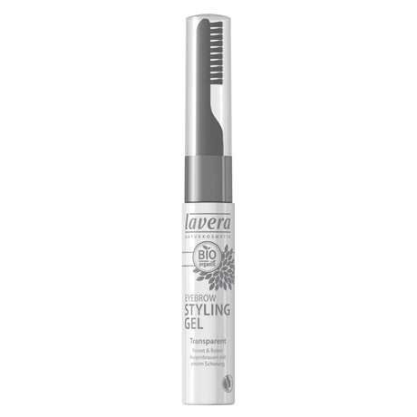 Lavera Style & Care Gel for brows and lashes in 9ml, offering long-lasting hold and conditioning with a quick-drying formula.