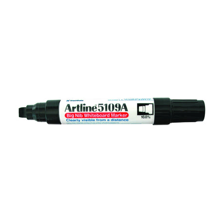 Artline 5109a black whiteboard marker with 10mm chisel nib for bold, vibrant writing; low-odour, Xylene-free ink.