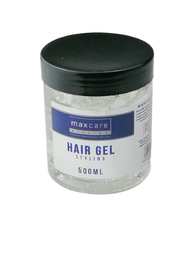 Set of 24 Maxcare Soft Styling Clear Hair Gel 500ml bottles, offering lightweight hold and pleasant scent for natural hairstyles.
