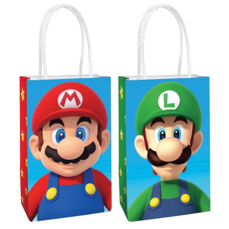 Super Mario Brothers Paper Kraft Bags (Set of 8)