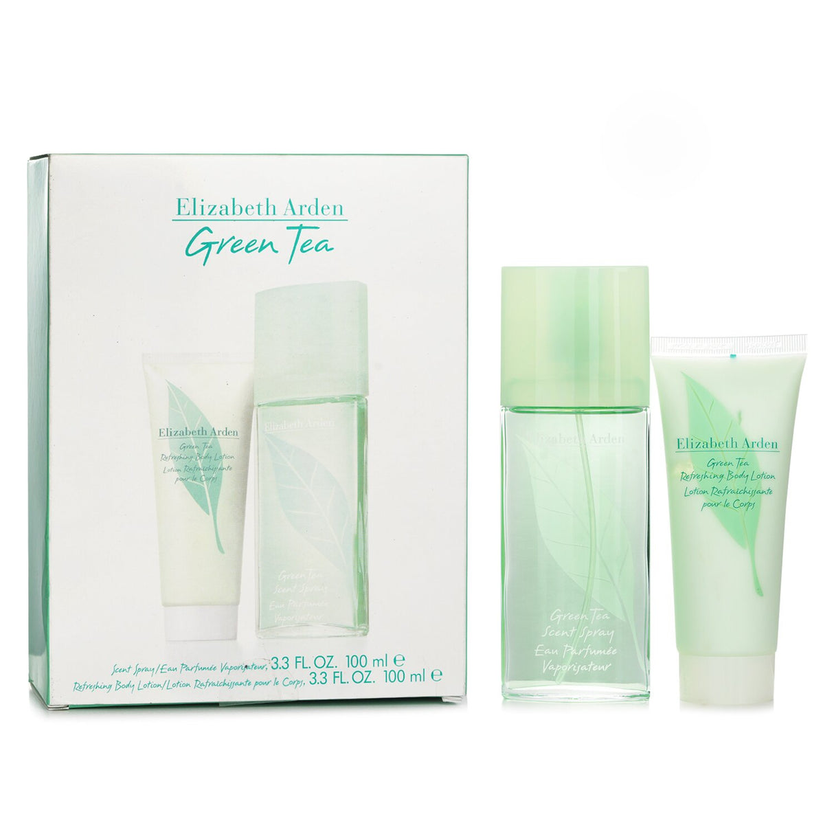 Refreshing Elizabeth Arden Green Tea Coffret with 100ml Eau Parfumee Spray and Body Lotion, ideal for gifts or personal use.