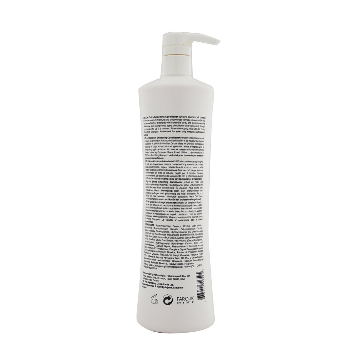 Luxurious CHI Enviro Smoothing Conditioner for frizzy hair, enriched with pearl and silk for hydration and shine.