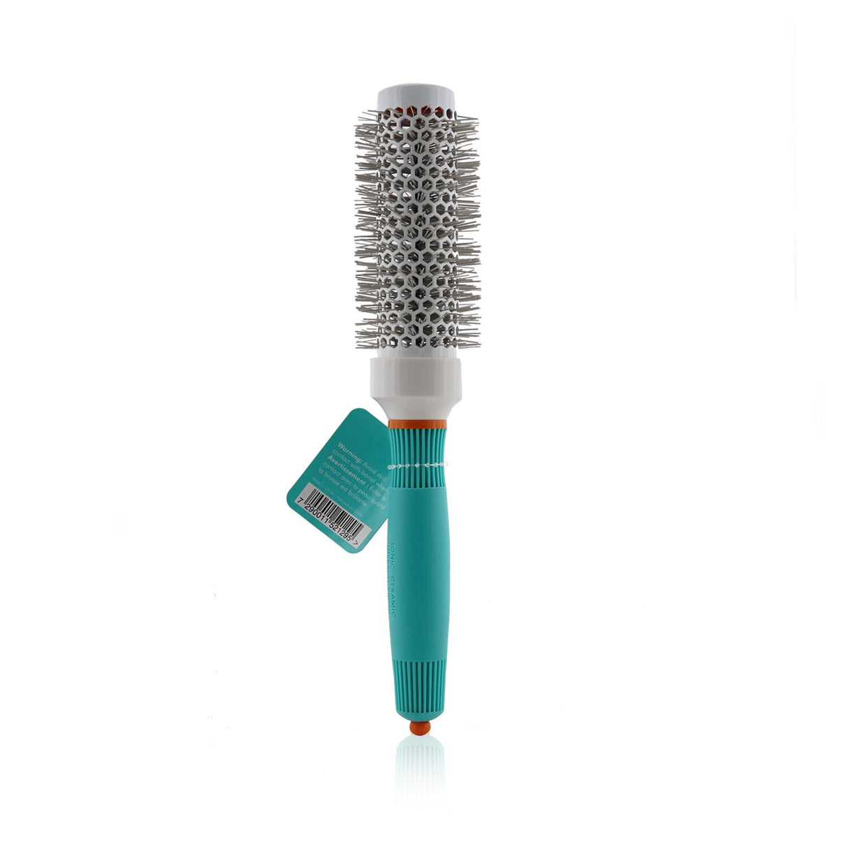 Moroccanoil 35mm round brush with ionic technology for conditioning, heat retention, and styling bouncy curls or waves.