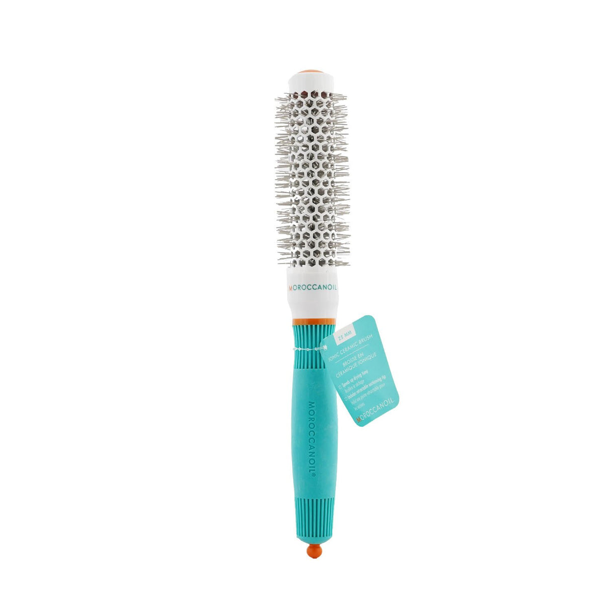 Moroccanoil Ionic Ceramic Thermal round brush, 25mm, for quick drying, healthy shine, and versatile styling options.