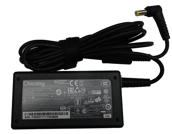 Acer 65W AC Power Adapter for laptops, 19V 3.42A, compatible with Aspire, Travelmate, Timeline, and Gateway models.