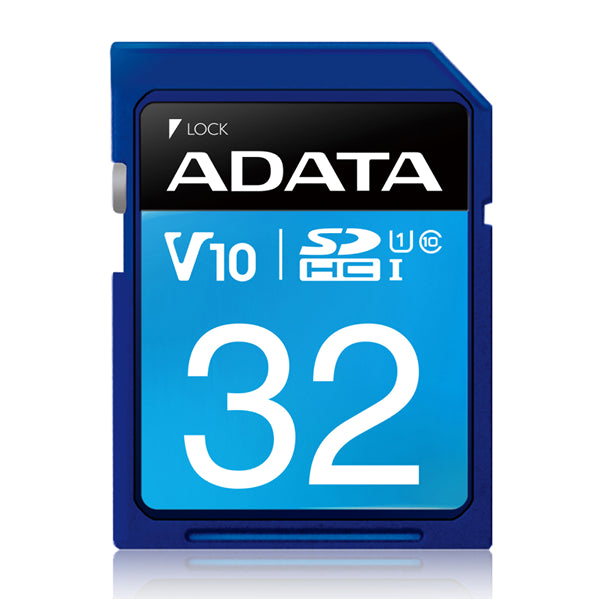 ADATA Premier UHS-I V10 SDHC Card 32GB: High-speed card for photography with 100MB/s read, 25MB/s write, and 4K video support.