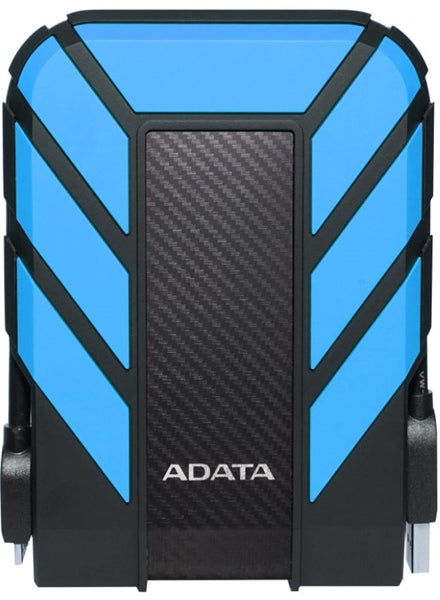 Durable ADATA HD710 Pro 1TB external HDD in blue, offering waterproof and shockproof protection for secure portable storage.