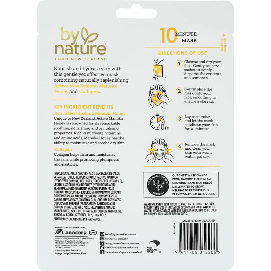 By Nature Face Mask Manuka Honey & Collagen 25g