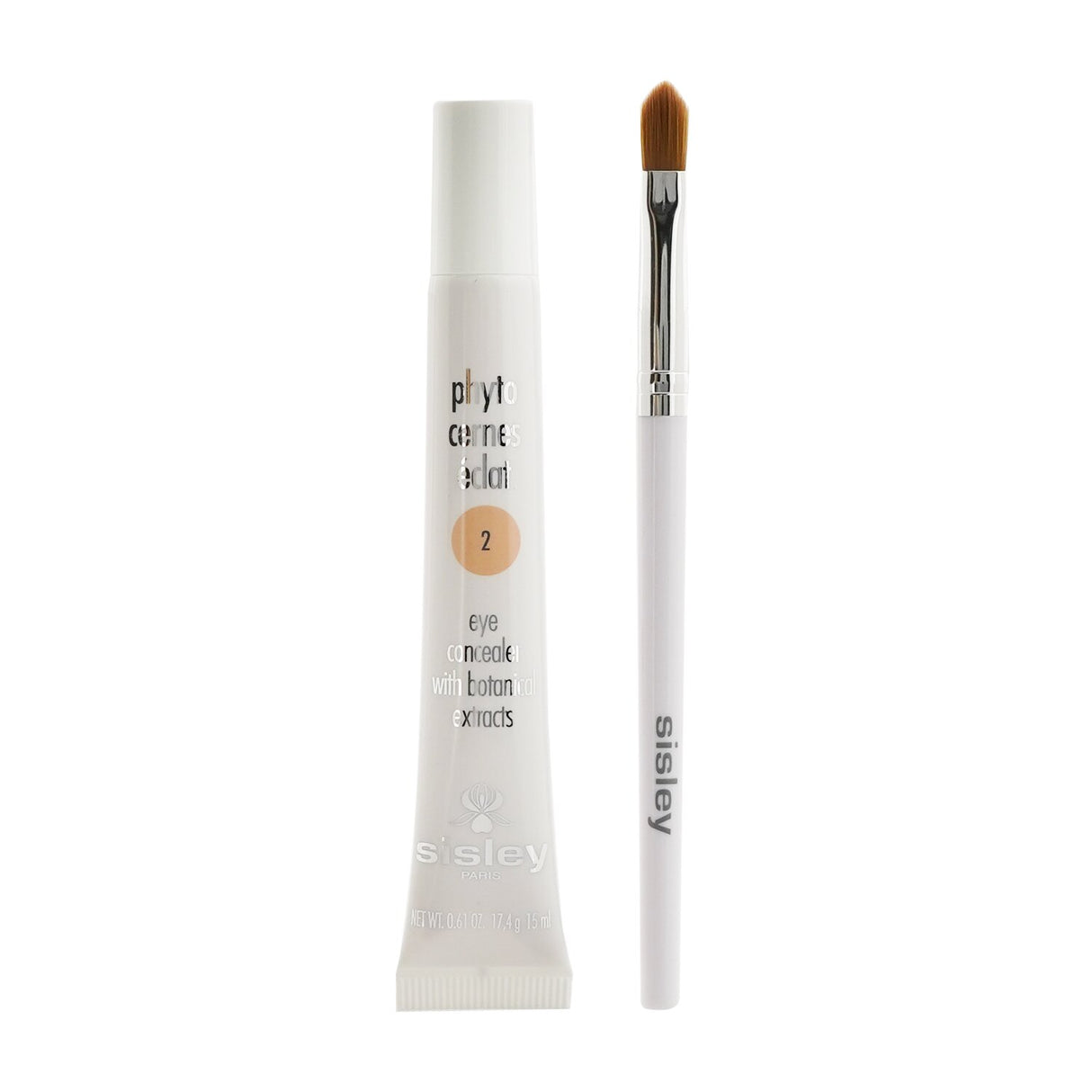 Sisley Phyto Cernes Eclat Eye Concealer #02 in 15ml, featuring creamy texture, cooling tip, and natural finish for bright eyes.