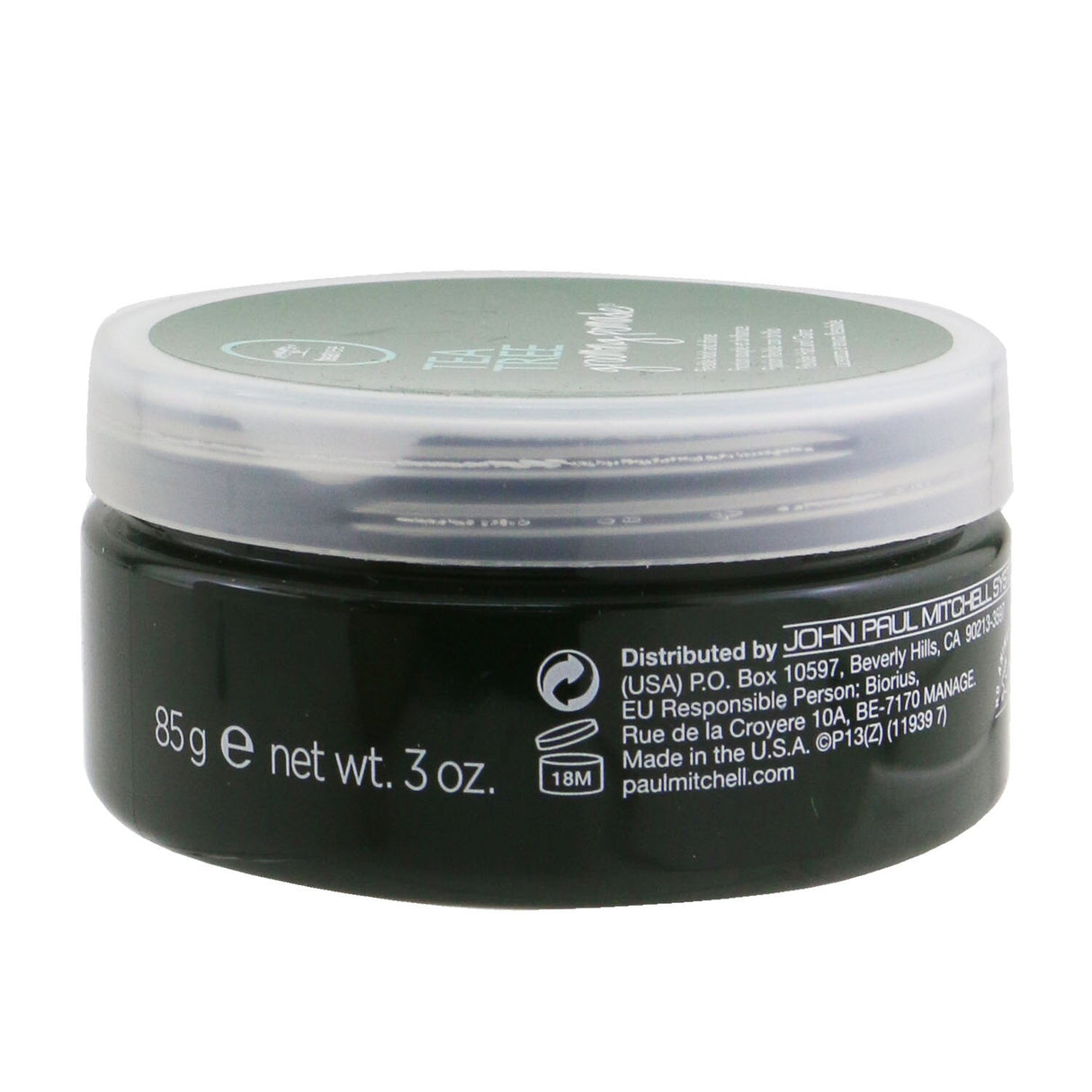 Paul Mitchell Tea Tree Grooming Pomade, 85g, offers flexible hold and shine for wavy and curly hair with a nourishing formula.