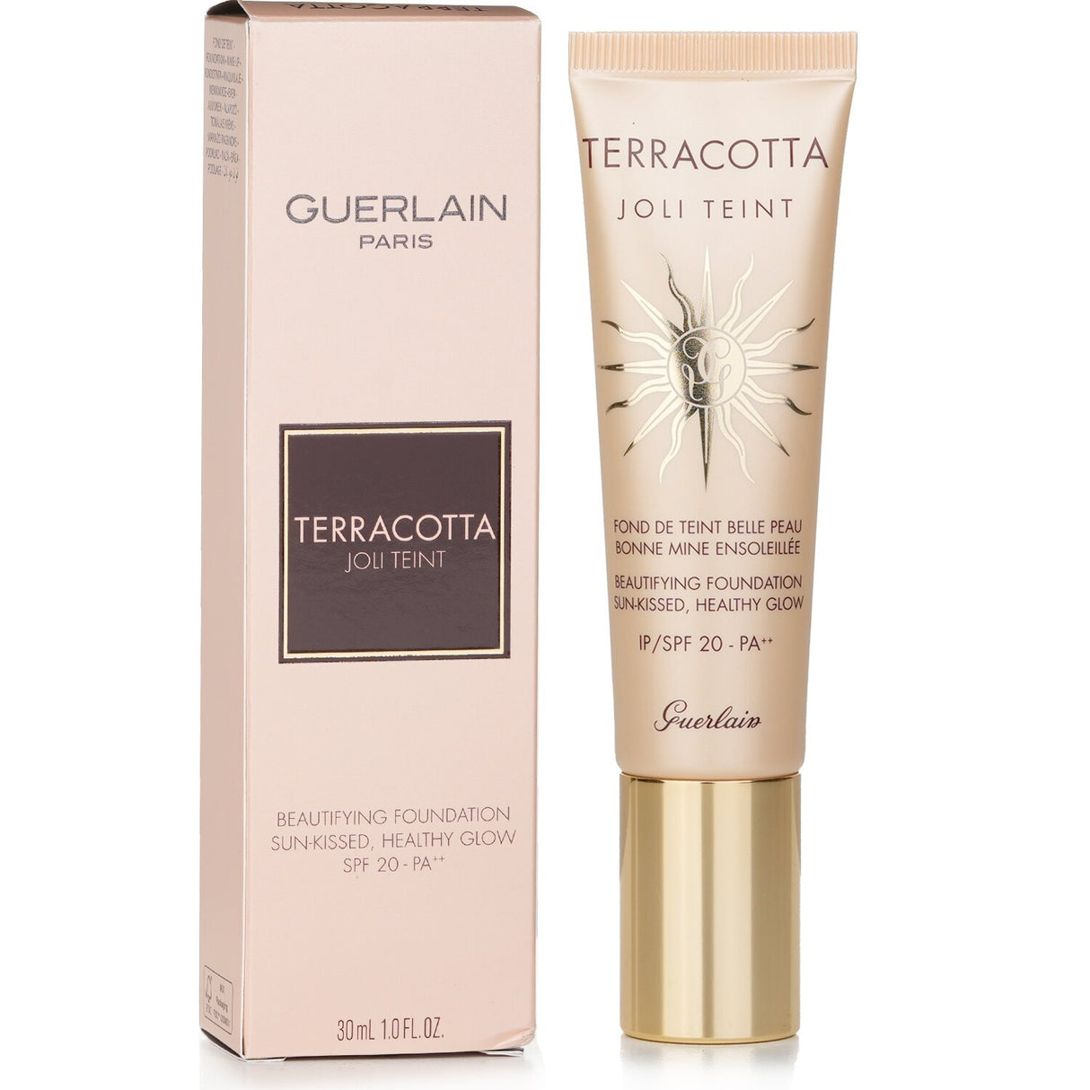 Guerlain Terracotta Joli Teint Foundation SPF 20 in #Natural offers a sun-kissed glow with lightweight, refreshing coverage.