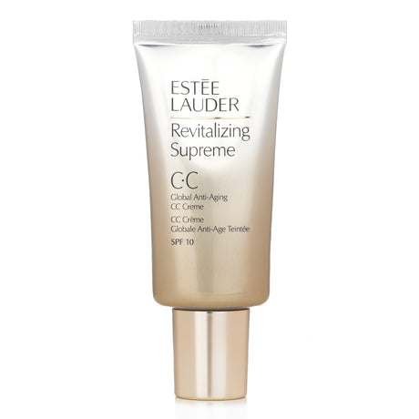 Estee Lauder Revitalizing Supreme CC Creme SPF 10, a hydrating anti-aging cream that adapts to skin tone for a radiant finish.