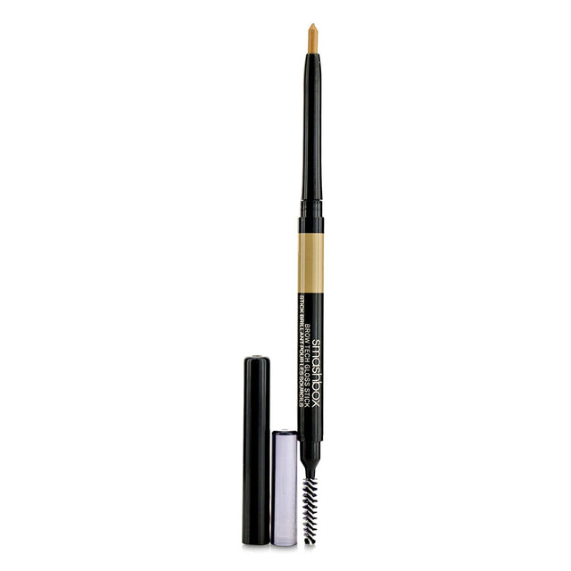 Smashbox Brow Tech Gloss Stick in #Blonde, dual-ended pencil for glossy, natural-looking brows with an applicator spoolie brush.