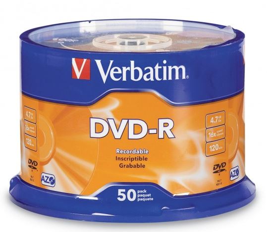 Verbatim DVD-R 4.7GB 16x discs in a 50 pack, perfect for reliable archiving and fast data storage.