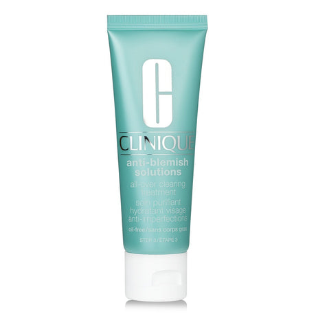 Clinique Anti-Blemish Solutions treatment in a 50ml bottle, targeting blemishes and controlling oil for clearer skin.