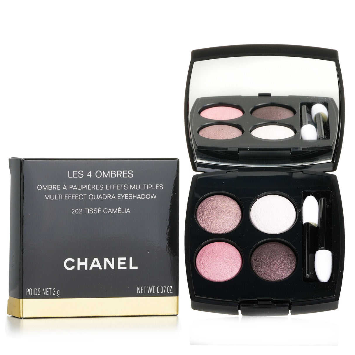 Chanel Les 4 Ombres Quadra Eye Shadow No. 202 features four rich shades in a chic compact for versatile eye looks.