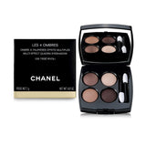 Chanel Tisse Rivoli quad eye shadow features four blendable shades in iridescent and matte finishes, elegantly packaged.