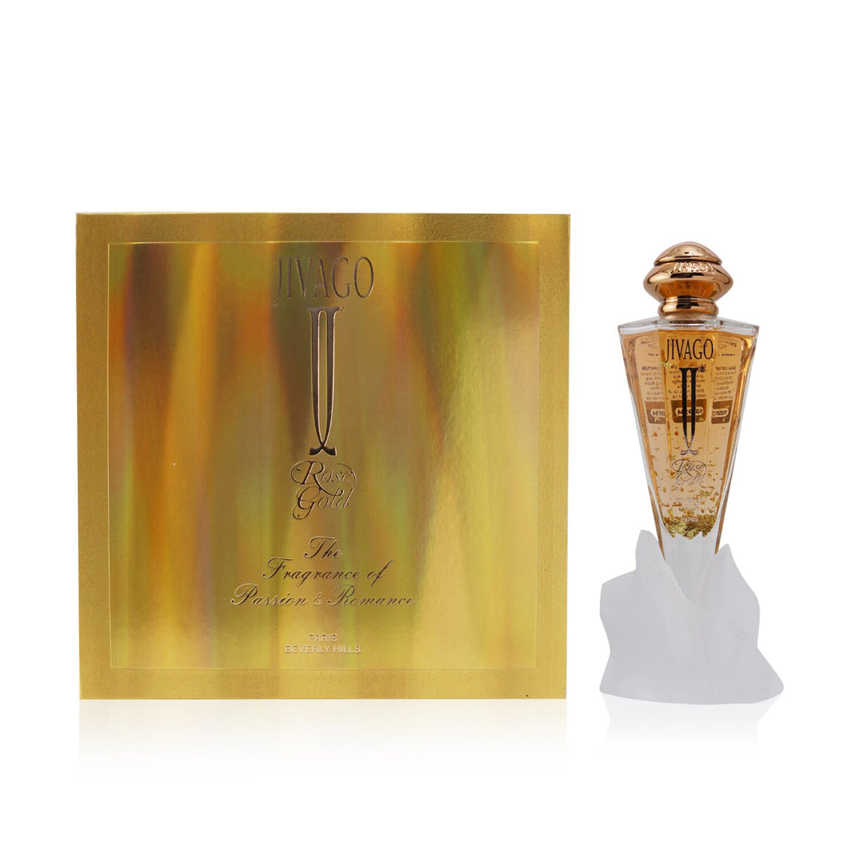 Jivago Rose Gold Eau De Parfum Spray 75ml features a floral fruity scent with notes of lemon, roses, and vanilla, perfect for all occasions.