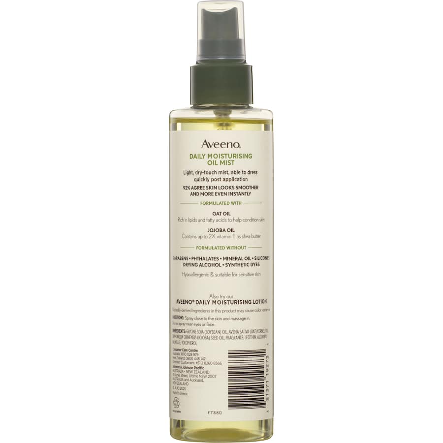 Aveeno Body Moisturiser Oat Oil Mist Spray 200mL