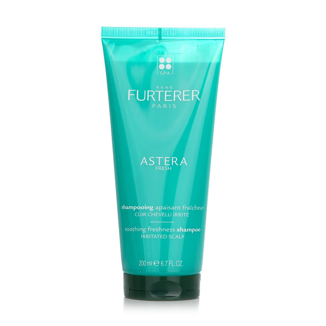 Rene Furterer Astera Soothing Freshness Shampoo for irritated scalps, infused with Asteraceae, Peppermint, and Eucalyptus.