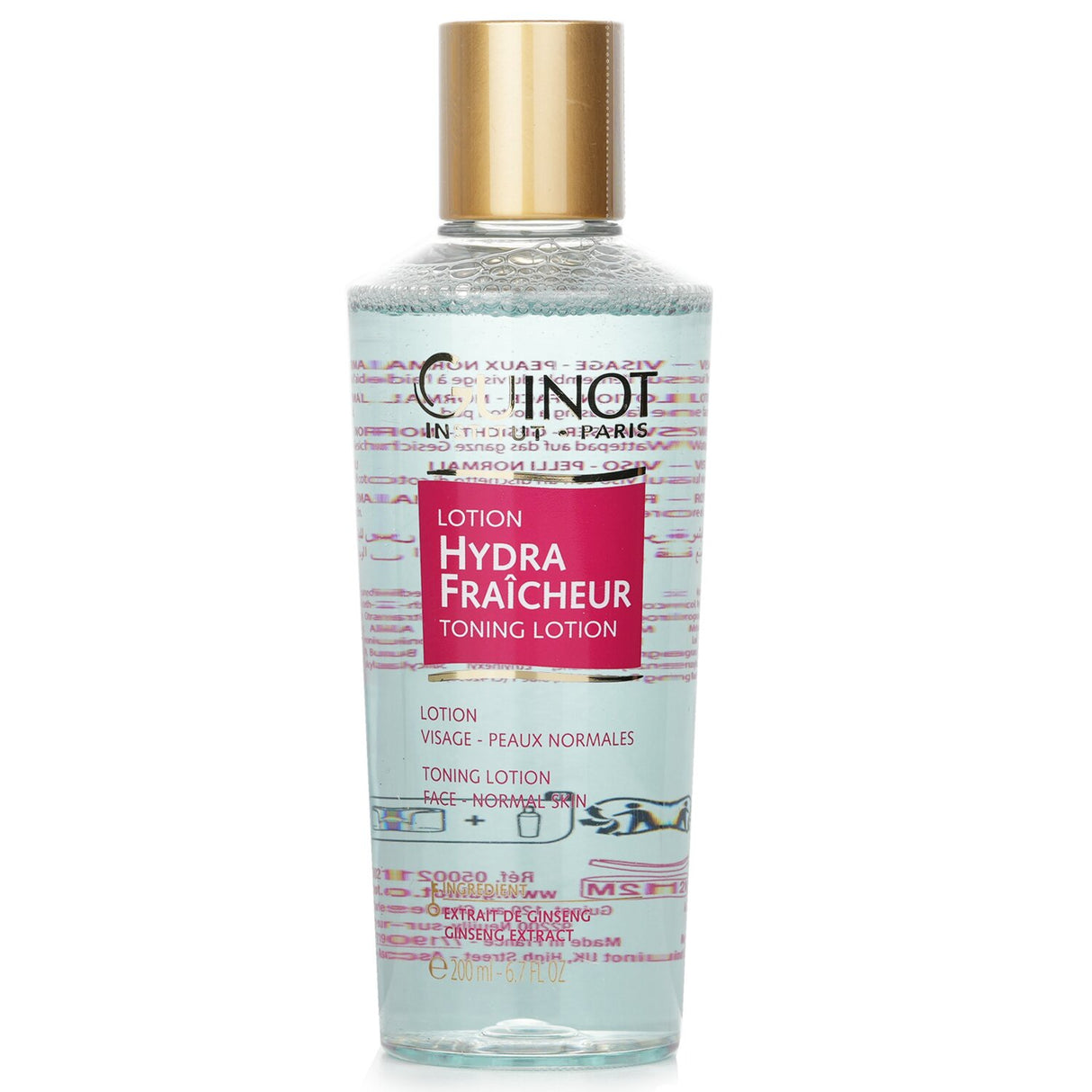 Guinot Refreshing Toning Lotion in new packaging, 200ml, nourishes skin with rose water for a clean, invigorated complexion.