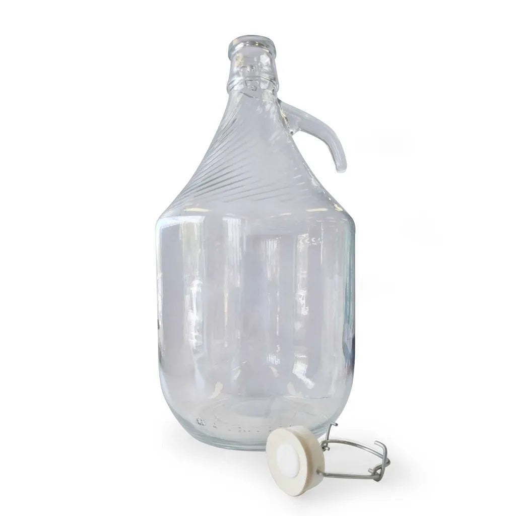 HS 5L Glass Demijohn for home brewing and fermenting beer, wine, or cider; ideal for small batch processes.